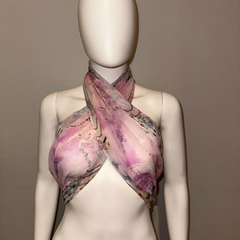 CAMILLA *Wings of Pegasus* pink celestial print silk scarf belt top headband